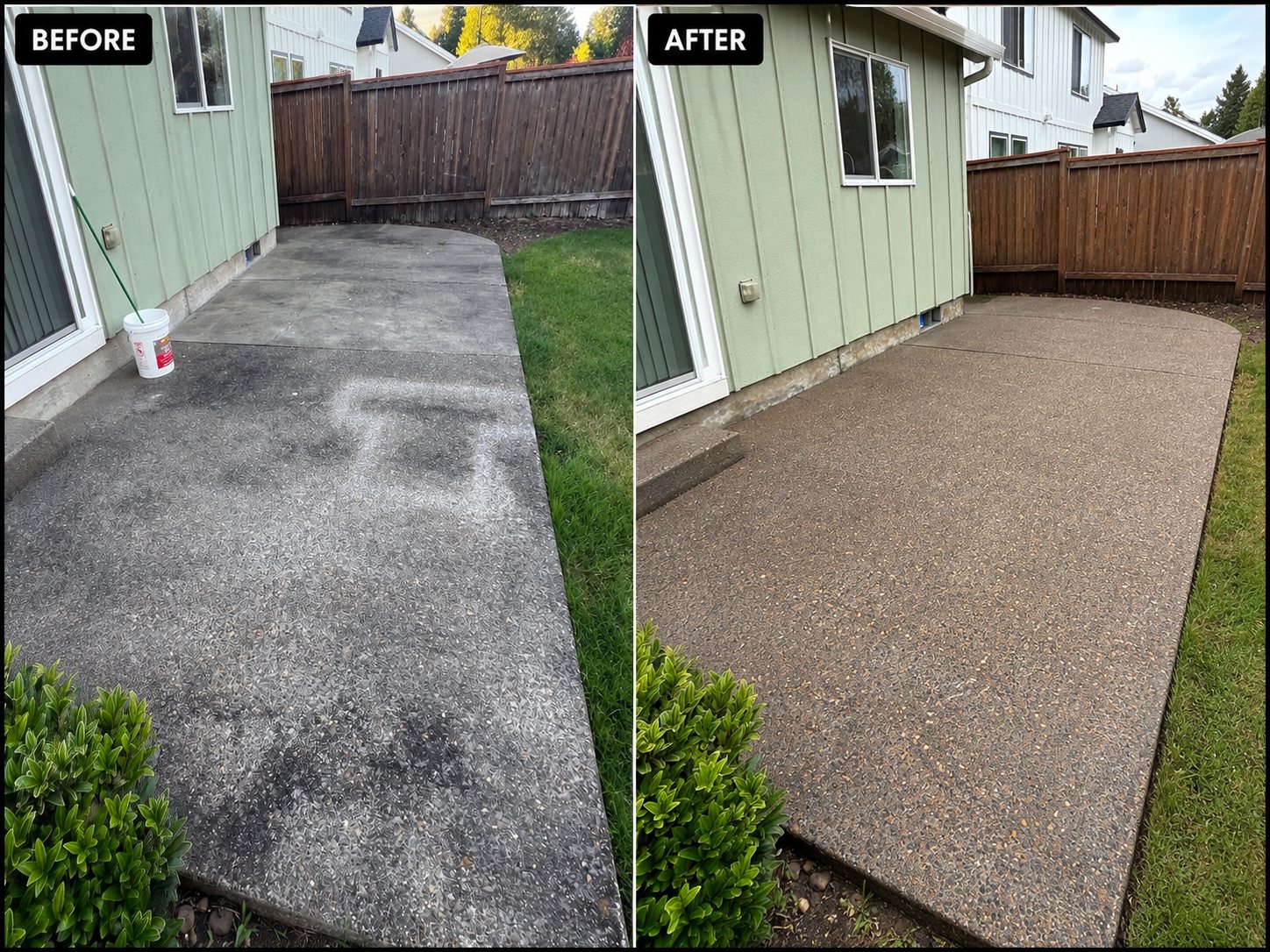 Concrete patio before and after